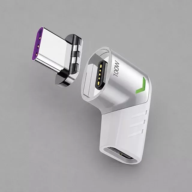 Адаптер USB-С - USB-C, магнитный, белый, Deppa