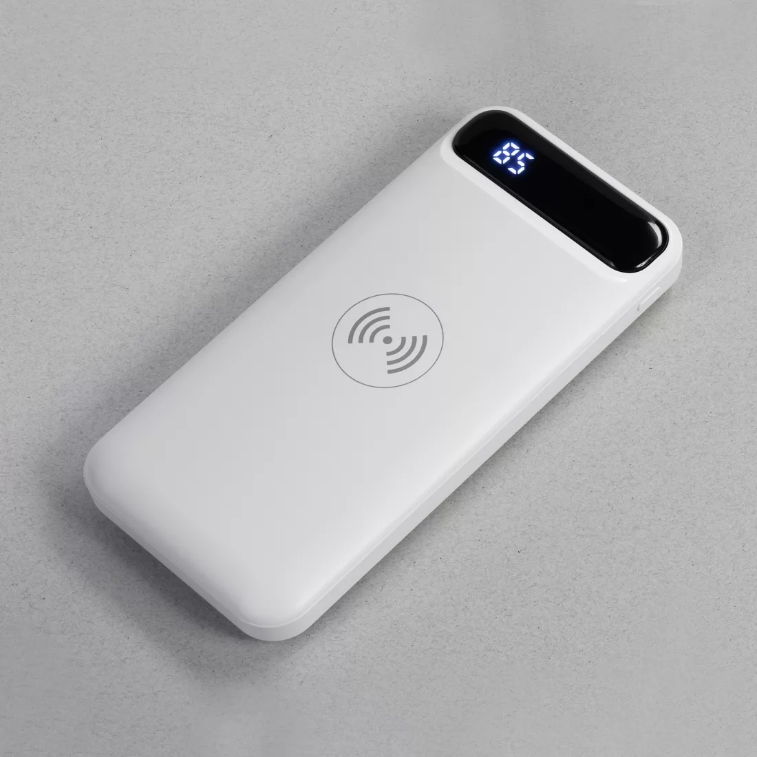 Беспроводное зарядное устройство "Quantum", 10000 mAh с цифровым индикатором заряда, белый
