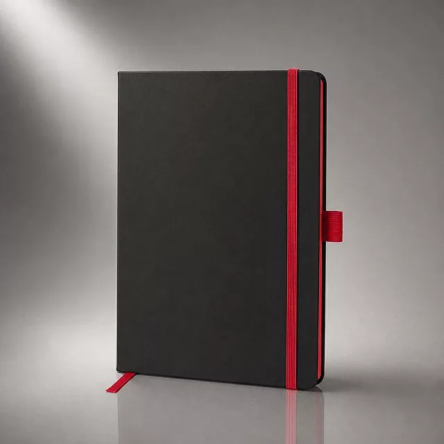 Блокнот "ColorNote Black", твердая обложка A5, 80 листов, черный с красным
