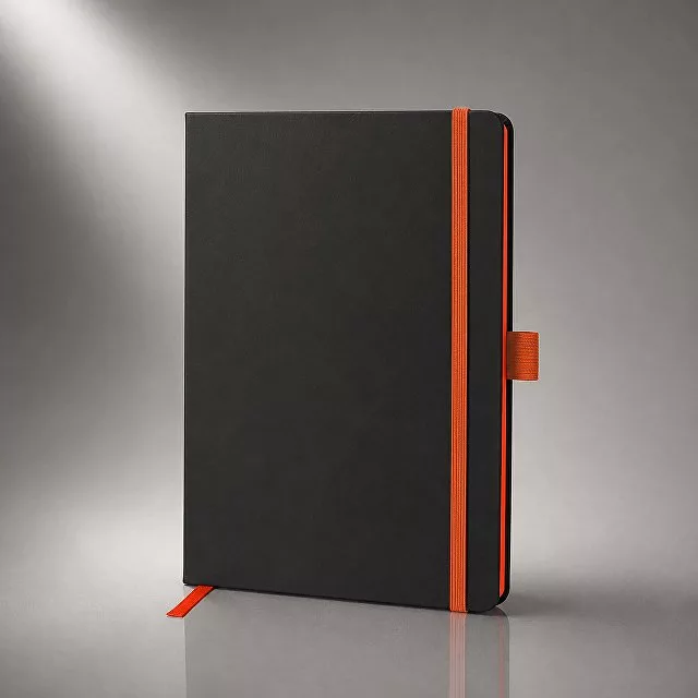Блокнот "ColorNote Black", твердая обложка A5, 80 листов, черный с оранжевым