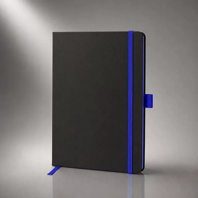 Блокнот "ColorNote Black", твердая обложка A5, 80 листов, черный с синим