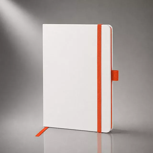 Блокнот "ColorNote White", твердая обложка A5, 80 листов, белый и оранжевый