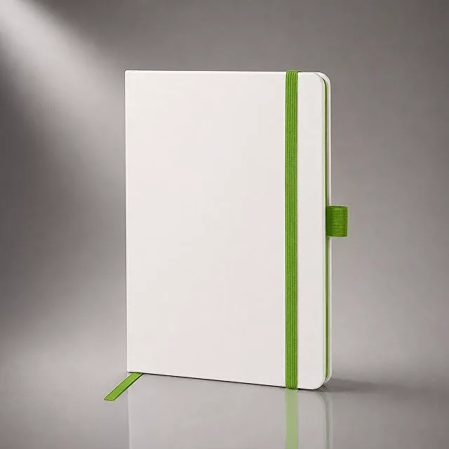 Блокнот "ColorNote White", твердая обложка A5, 80 листов, белый и зеленое яблоко