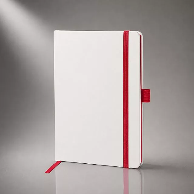 Блокнот "ColorNote White", твердая обложка A5, 80 листов, белый с красным