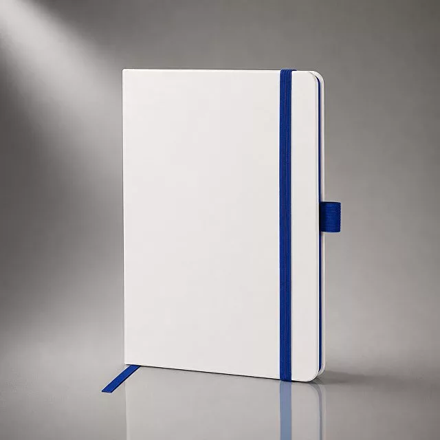 Блокнот "ColorNote White", твердая обложка A5, 80 листов, белый с синим