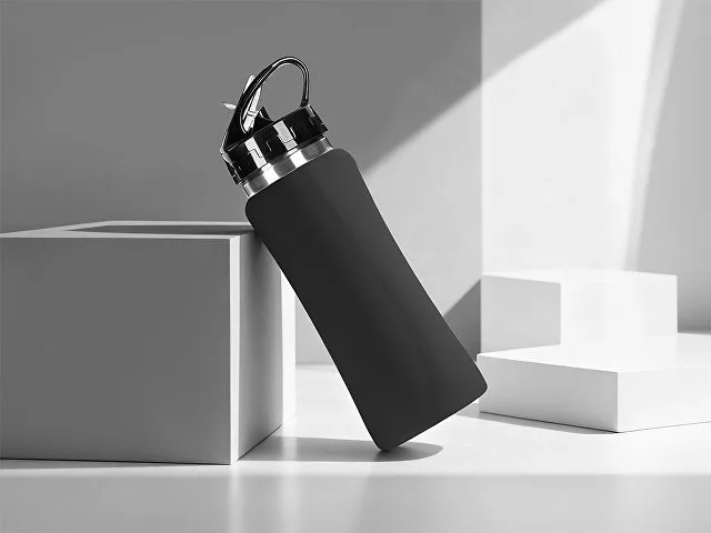 Бутылка для воды "Bottle C1", сталь, soft touch, 600 мл, черный