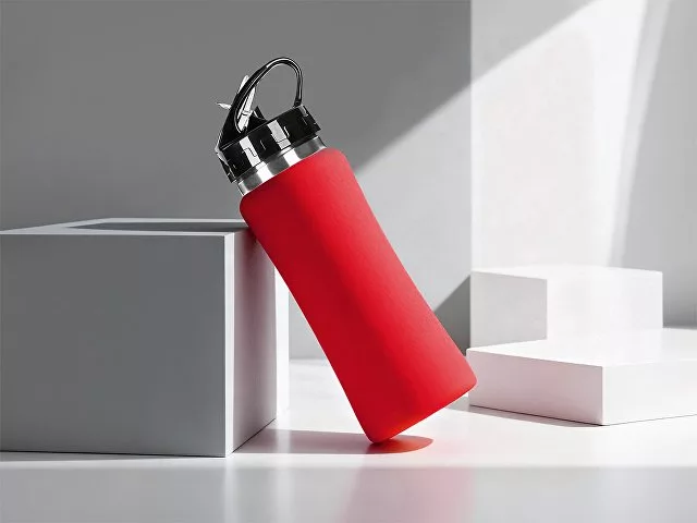 Бутылка для воды "Bottle C1", сталь, soft touch, 600 мл, красный
