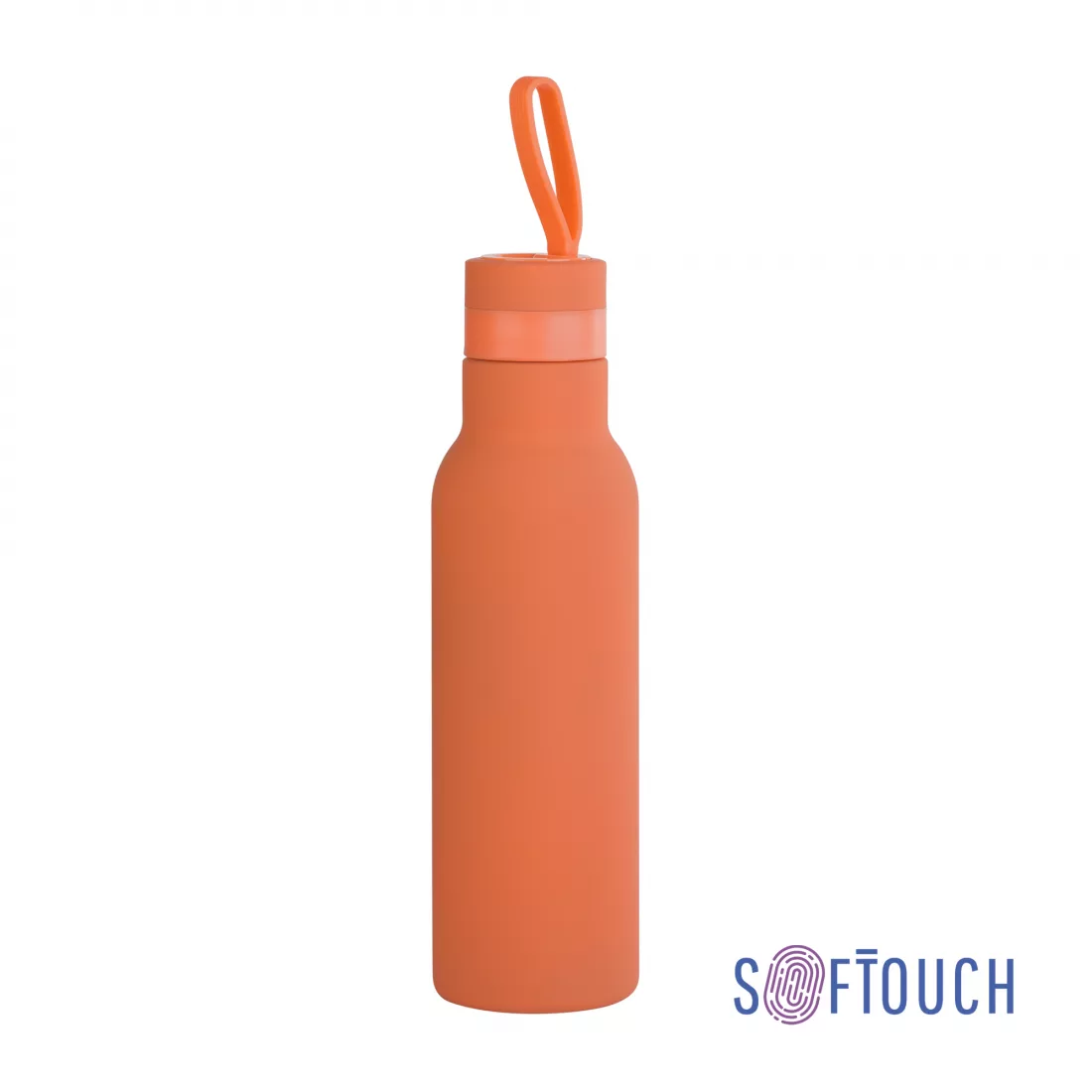 Бутылка для воды "Фитнес" 700 мл, покрытие soft touch, оранжевый