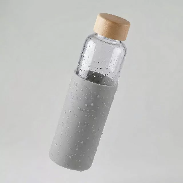 Бутылка для воды стеклянная "Refine", в чехле, 550 мл, серый (P)