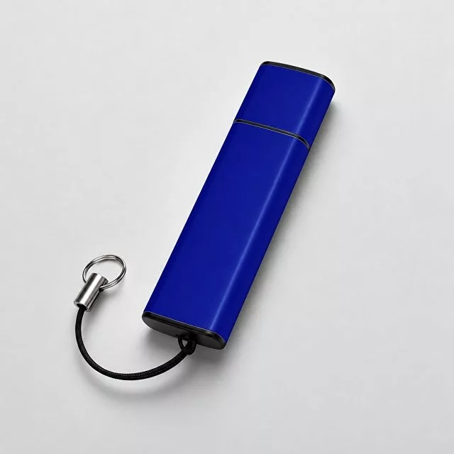 Флеш-карта USB 2.0 16 Gb металлическая с колпачком "Borgir", темно-синий