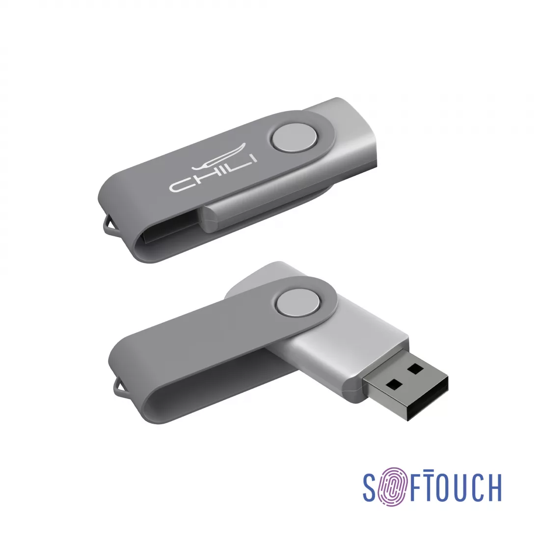 Флеш-карта "Vostok", объем памяти 16GB, покрытие soft touch#, серый
