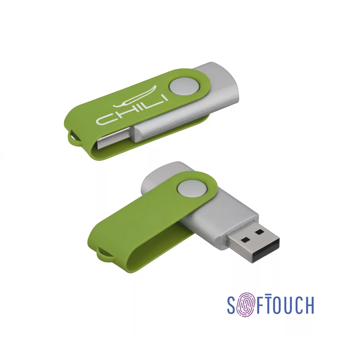 Флеш-карта "Vostok", объем памяти 16GB, покрытие soft touch#, зеленое яблоко