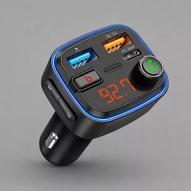 FM-трансмиттер Wave Pro, QC/PD, LED, 48Вт, ENC, Bass boost, черный, Deppa