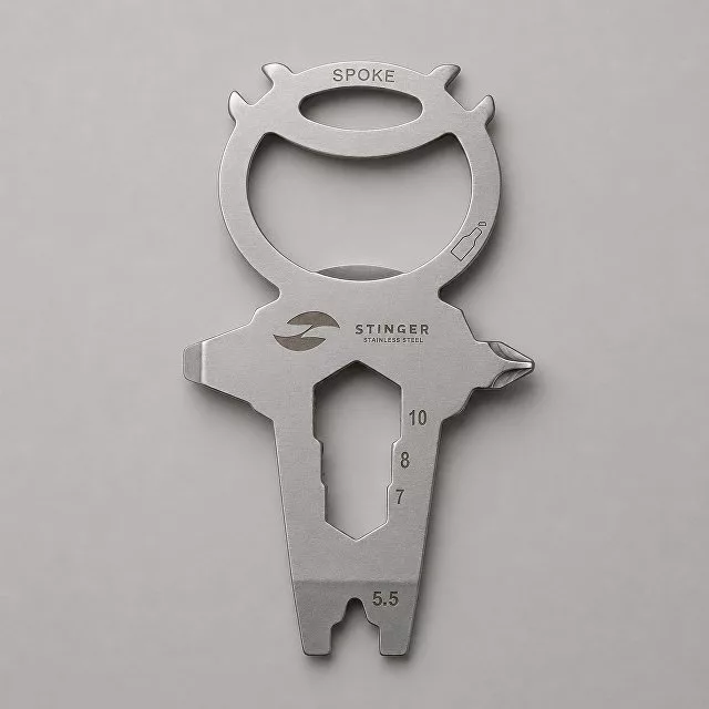 Мини-мультитул карманный Stinger, 68 x 41 мм, 7 функций, космонавт, нержавеющая сталь, серебристый, в блистере