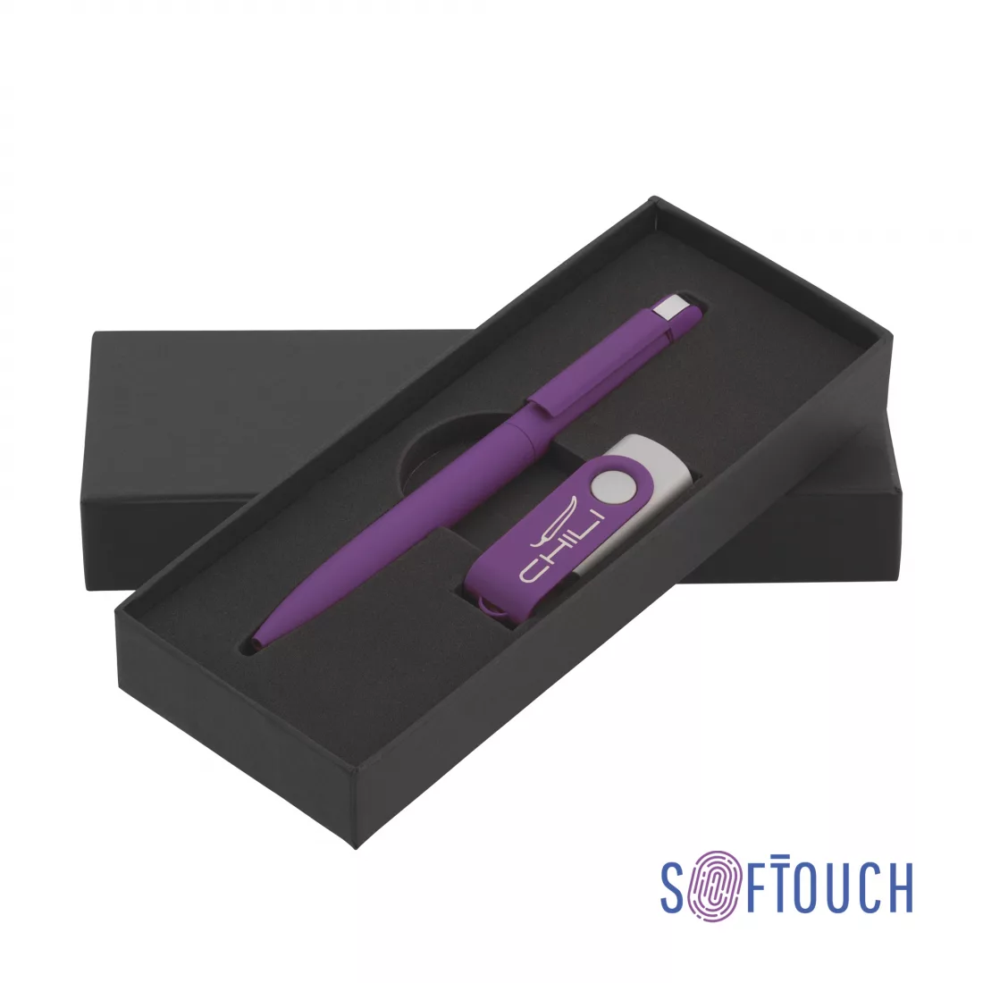 Набор ручка + флеш-карта 16 Гб в футляре, покрытие soft touch, фиолетовый