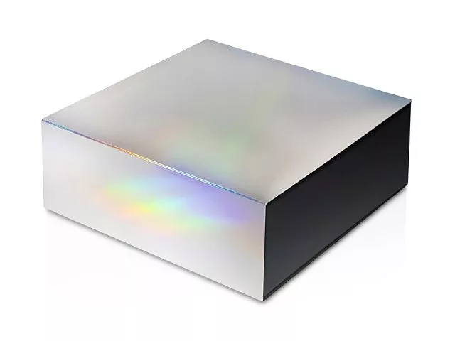 Подарочная коробка с голографическим шубером без печати "Aurora", L, 260х260х100 мм.