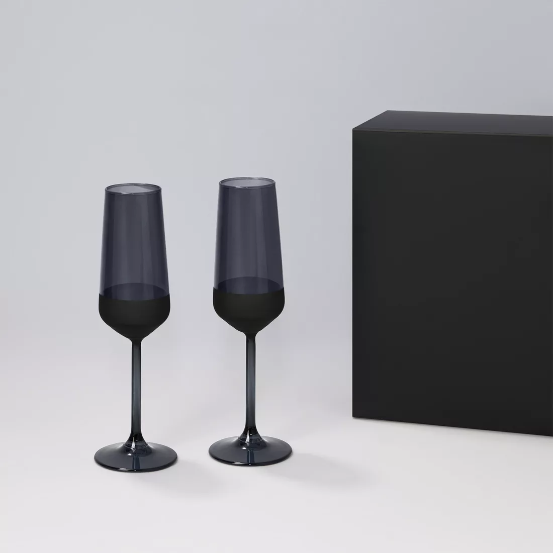 Подарочный набор 2 бокала для шампанского Блэк Эдишн (Black Edition) в черной коробке