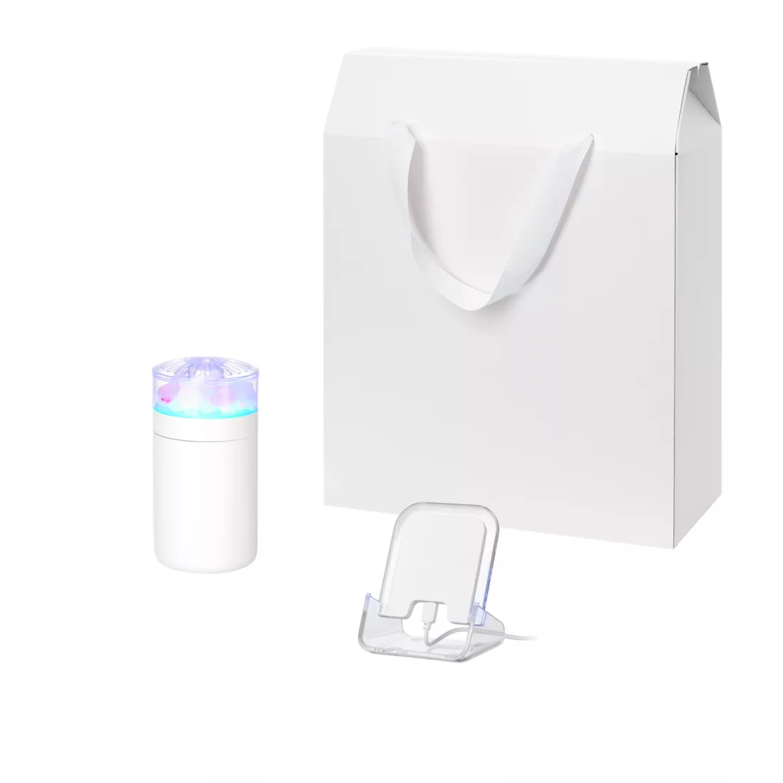 Подарочный набор Кристалл, Глосс НЕО (Crystal, Gloss NEO), белый (увлажнитель воздуха, зарядное устройство)