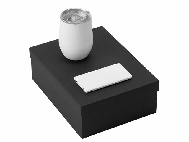 Подарочный набор с термокружкой и повербанком С1, 5000 mAh, белый