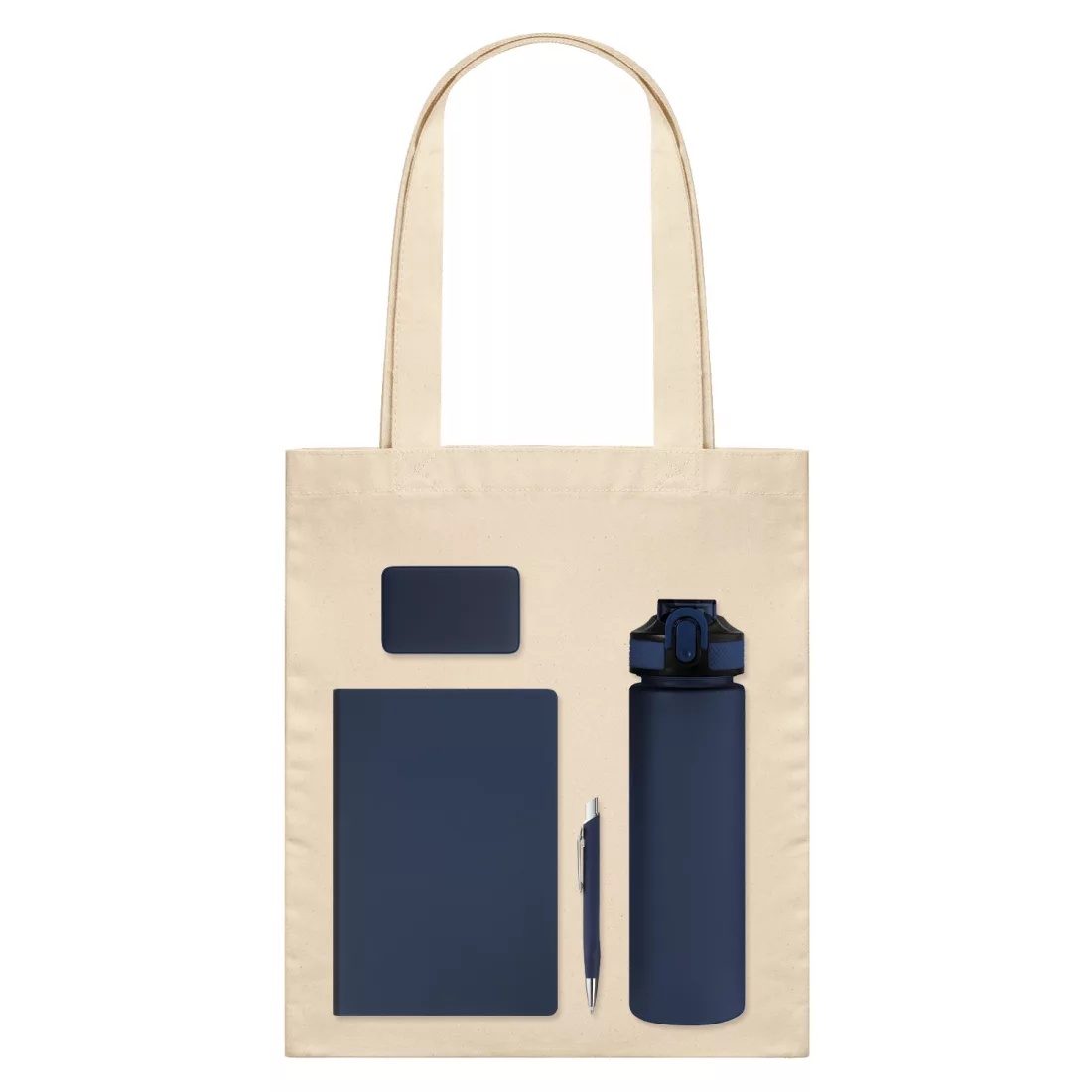 Подарочный набор Велком Пак (Welcome Pack), синий (бутылка, ежедневник, ручка, ЗУ, шоппер)