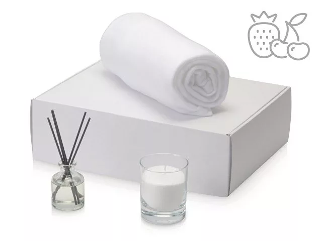 Подарочный набор White light 2.0 с пледом, диффузором, насыпной свечой