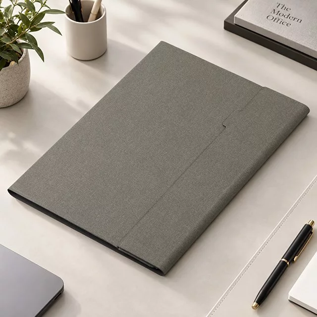 Портфолио А4 "Гейтс" с подставкой для телефона, 20 л FSC бумаги, серый