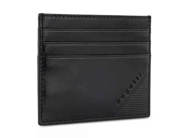 Портмоне для кредитных карт BUGATTI АРИСТОКРАТ | NOBILE, с защитой данных RFID, черное, натуральная воловья кожа, 10х0,3х8 см