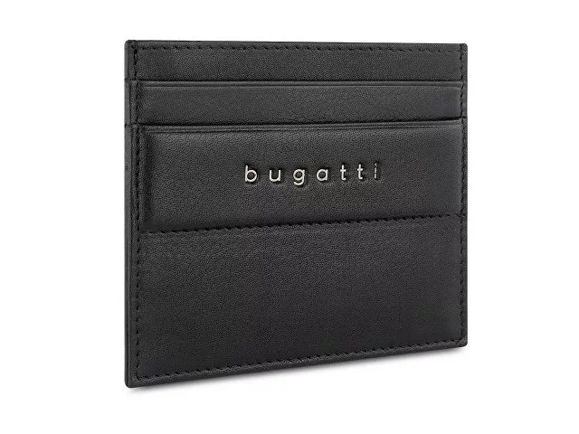 Портмоне для кредитных карт BUGATTI НОМ | NOME, с защитой данных RFID, черное, натуральная воловья кожа, 10,2х0,3х8,2 см