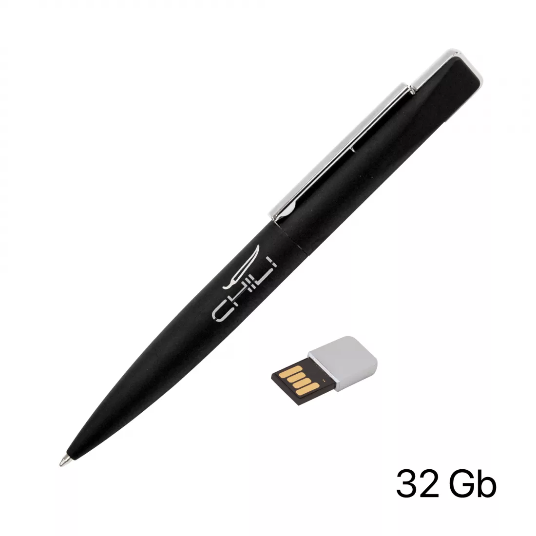 Ручка шариковая "Callisto" с флеш-картой 32Gb, покрытие soft touch, черный