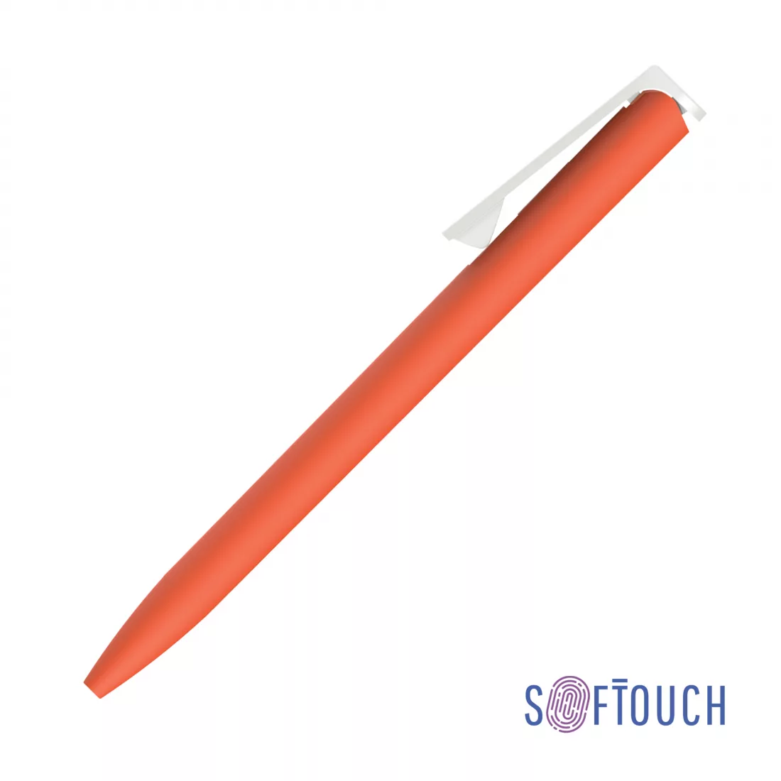 Ручка шариковая "Clive", покрытие soft touch, оранжевый с белым