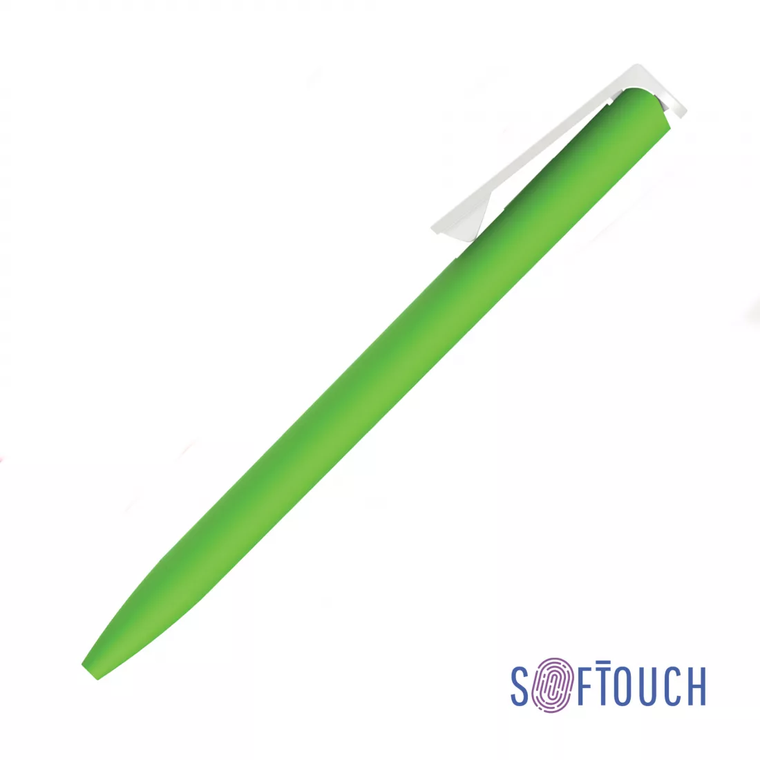 Ручка шариковая "Clive", покрытие soft touch, зеленое яблоко с белым