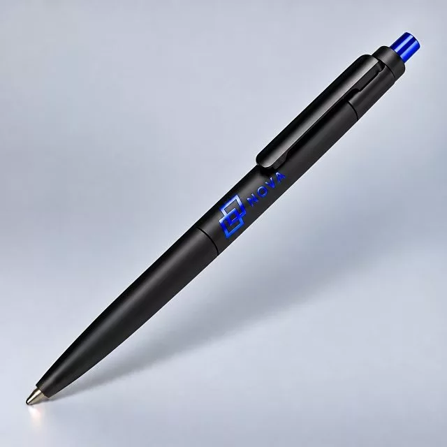 Ручка шариковая из пластика и металла "Шэдоу" soft-touch, черный/синий
