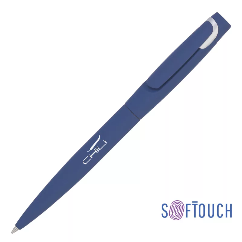 Ручка шариковая "Saturn" покрытие soft touch, темно-синий с серебристым