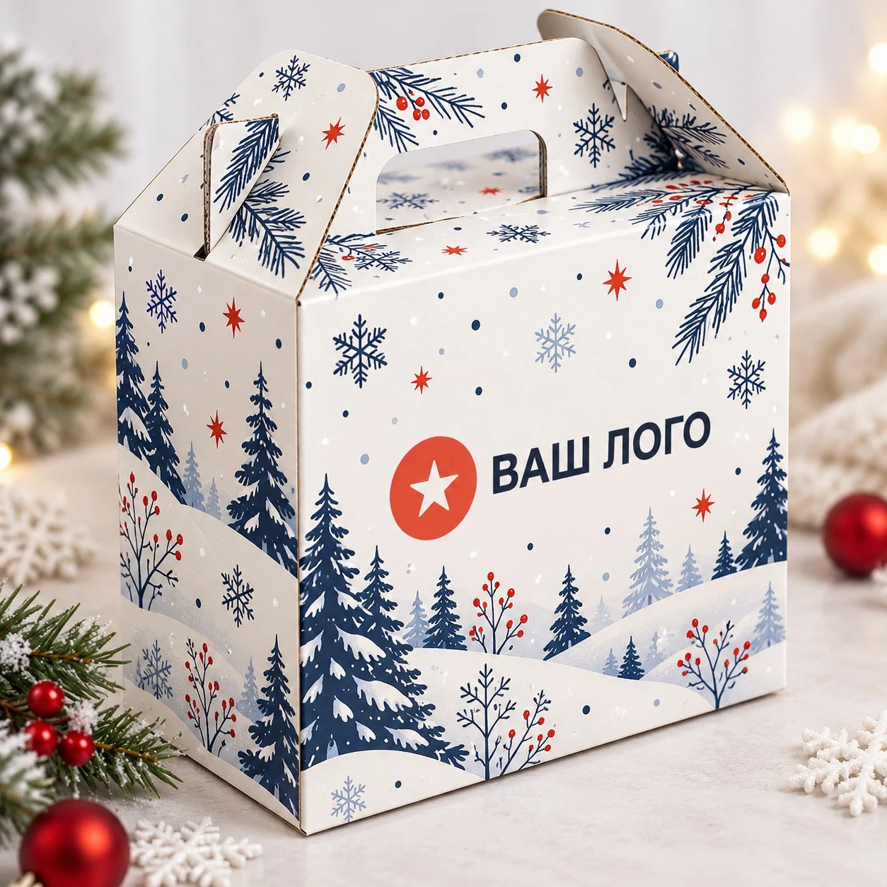 Недорогой новогодний набор сотрудникам с кружкой, чаем и вареньем из шишек