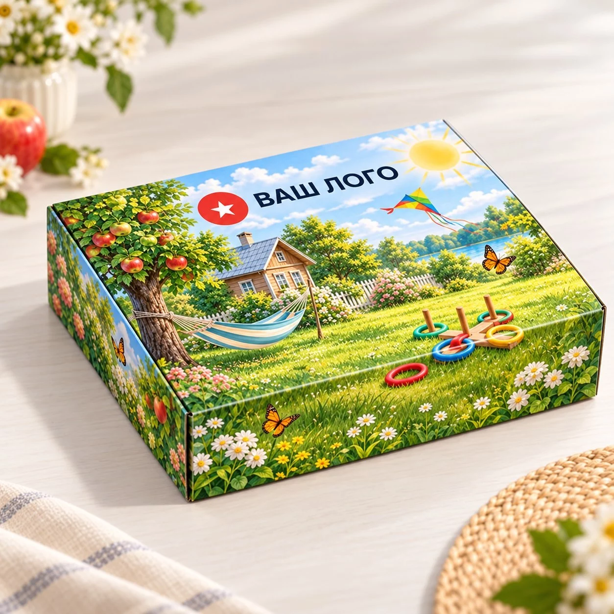 Подарочный набор игр для детей на лето с кольцебросом, балансиром и фрисби