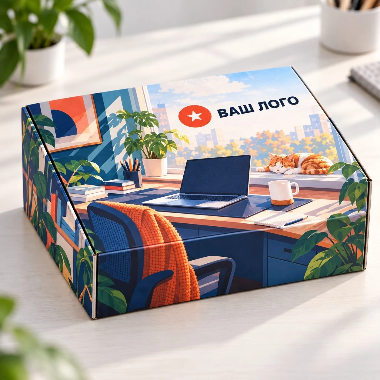 Welcome pack для удаленного сотрудника с подставкой для ноутбука и ковриком с логотипом