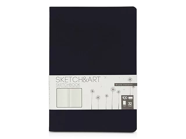Скетчбук "Sketch & Art" в мягком переплете 147х210 мм, 32 л. бежевой бумаги 100 г/м2, черный