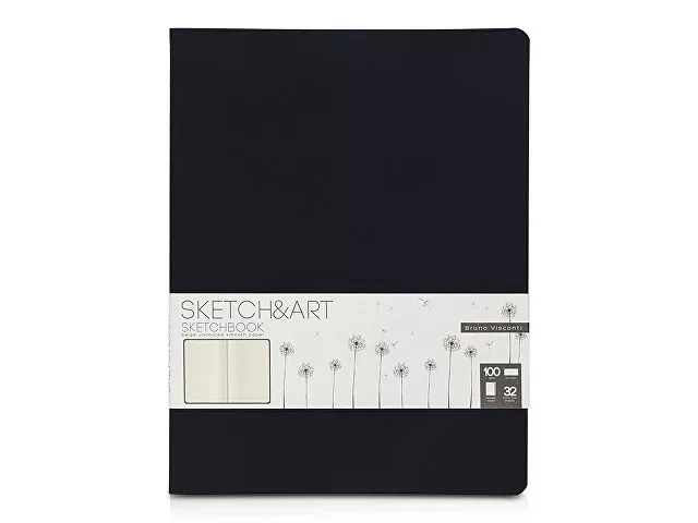 Скетчбук "Sketch & Art" в мягком переплете 178х230 мм, 32 л. бежевой бумаги 100 г/м2, черный