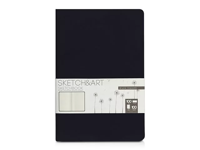 Скетчбук "Sketch & Art" в твердом переплете 143х216 мм, 100 л. бежевой бумаги 100 г/м2, черный