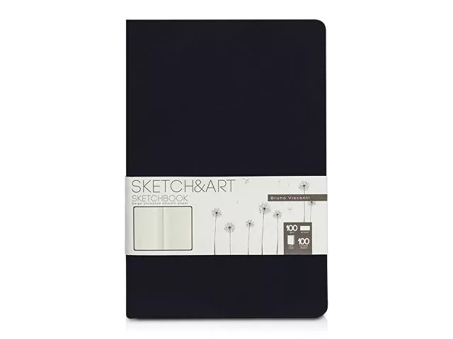 Скетчбук "Sketch & Art" в твердом переплете 143х216 мм, 100 л. черной бумаги 100 г/м2, черный