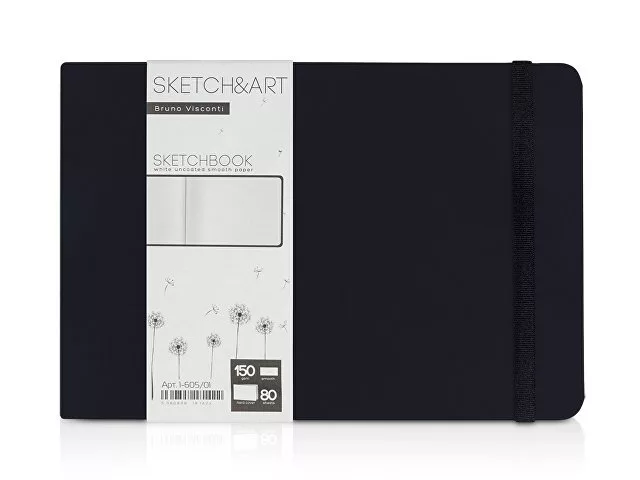 Скетчбук "Sketch & Art" в твердом переплете 213х146 мм, 80 л. белой бумаги 150 г/м2, черный