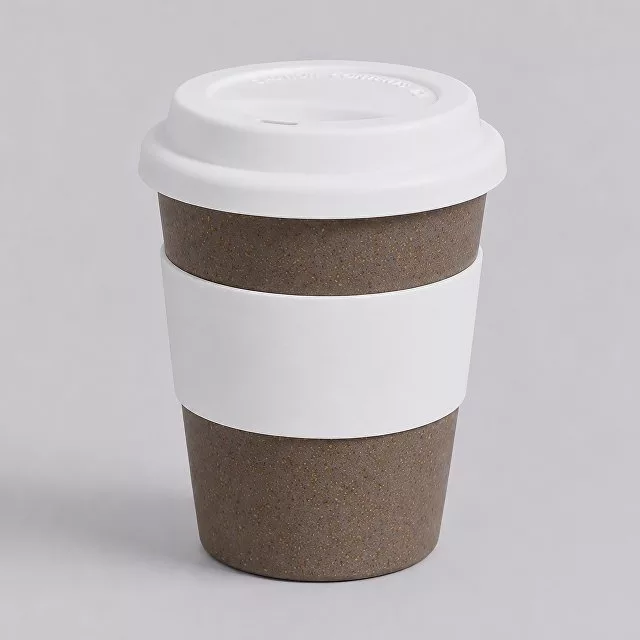 Стакан с силиконовой крышкой "Cafe", белый