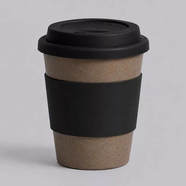 Стакан с силиконовой крышкой "Cafe", черный