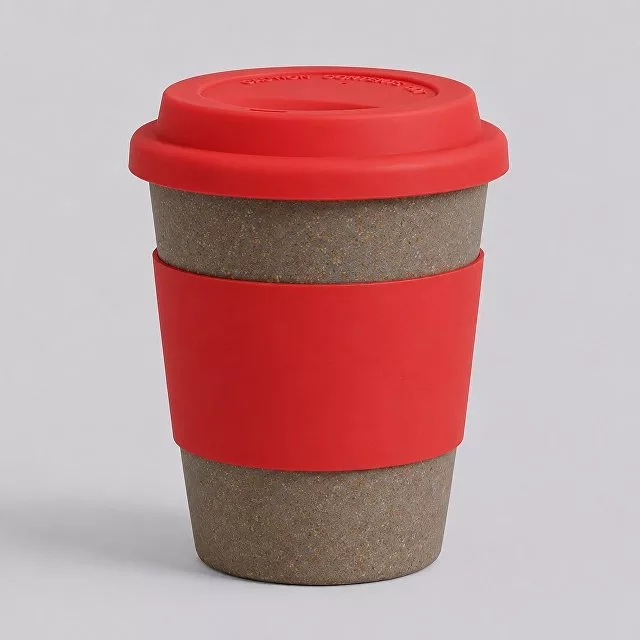 Стакан с силиконовой крышкой "Cafe", красный