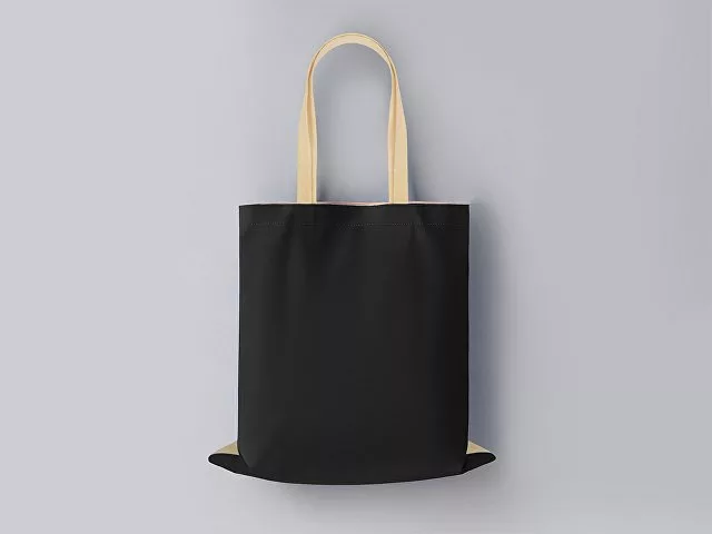 Сумка для шопинга Twin двухцветная из хлопка, 180 г/м2, черный/натуальный