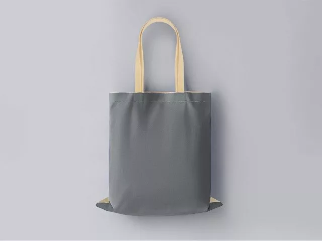 Сумка для шопинга Twin двухцветная из хлопка, 180 г/м2, серый/натуральный