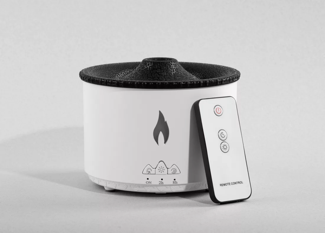 Увлажнитель воздуха "Smart Volcano"с пультом ДУ,  функцией ароматерапии и интерьерной подсветкой , белый с черным