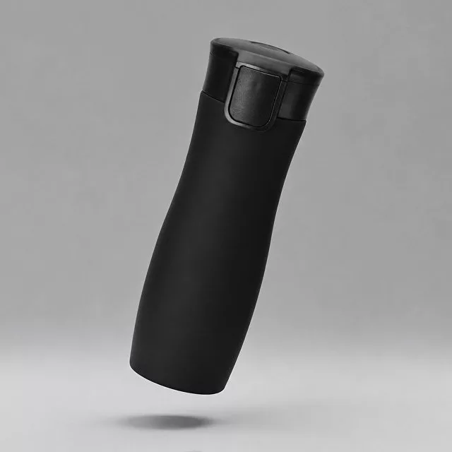 Вакуумная термокружка с кнопкой Streamline, Waterline, soft-touch, черный