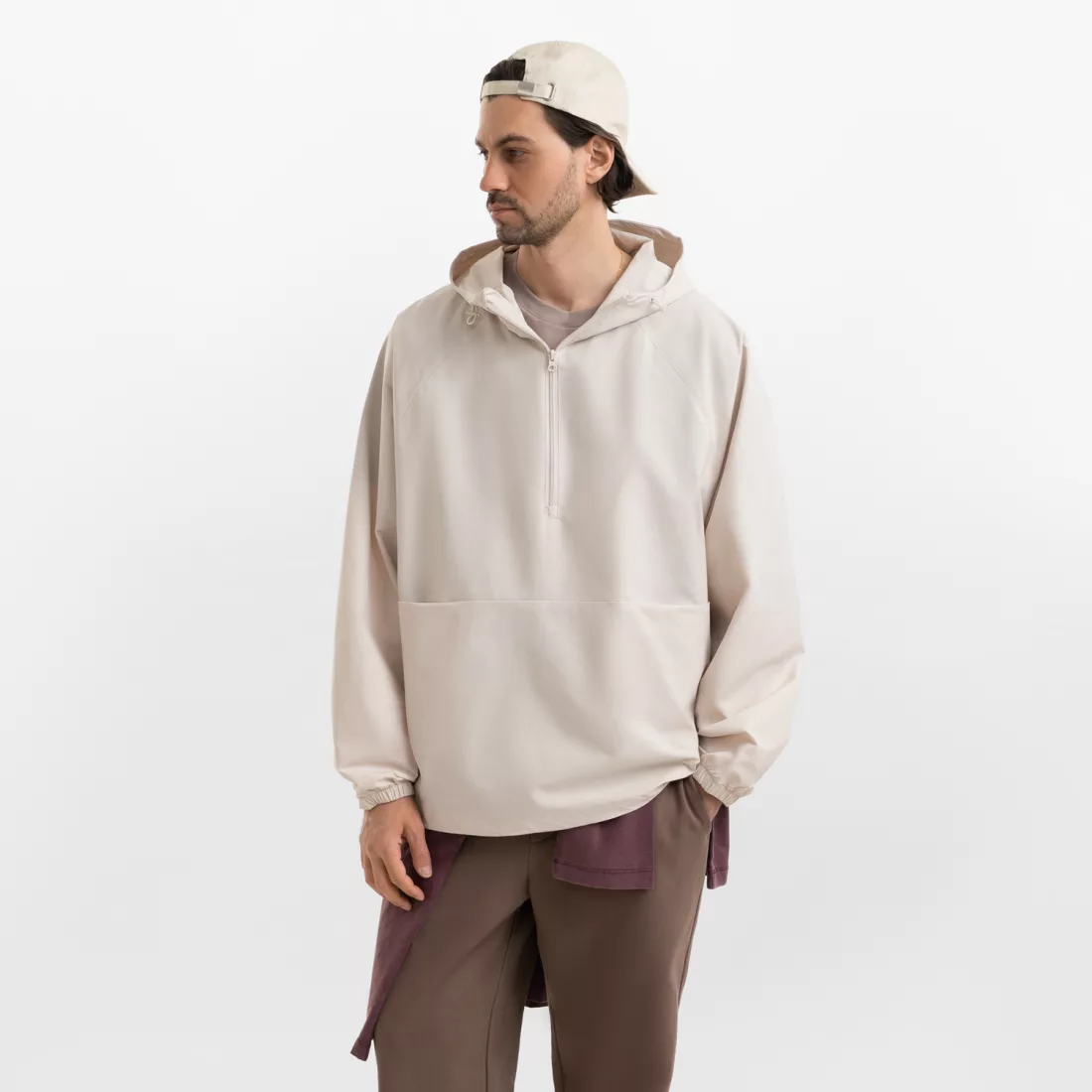 Ветровка (анорак) оверсайз унисекс Риссман (Rissman), бежевая, размер XL/XXL