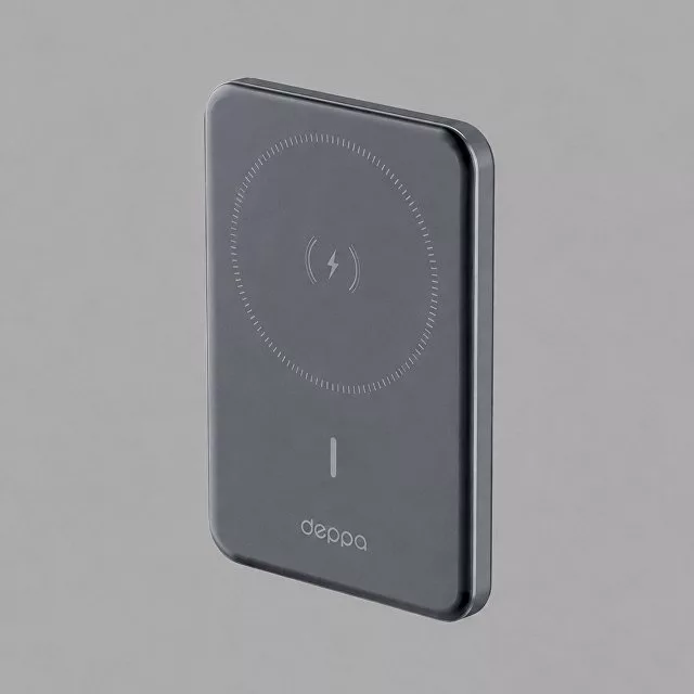 Внешний АКБ NRG MageSafe Alum 5000 мА-ч, 15Вт QI, серый, Deppa